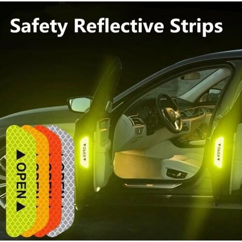 6colors (4pcs+2pcs)/Set Universal Safety Auto Shape Luminous Removable Waterproof Car Reflective Warning Stickers