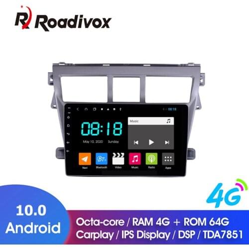 9" Android 10.0 RAM 4G ROM 64G for Toyota VIOS 2007-2012 Car Dvd Gps Navigation Radio Multimedia Player Stereo Head Unit
