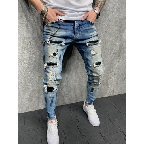 AUSO Men's Biker Jeans