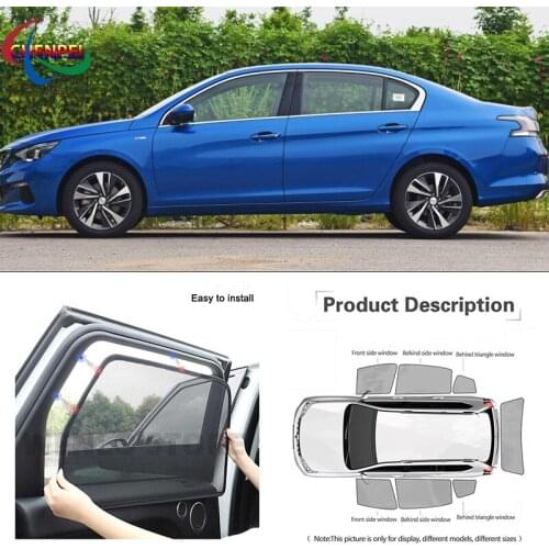 For Peugeot 408 Car Full Side Windows Magnetic Sun Shade UV Protection Ray Blocking Mesh Visor Car Decoration Accessories
