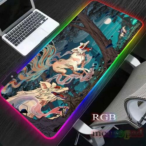MRGLZY large gaming mouse pad RGB computer keyboard desk mats luminous XXL mouse pads backlit keyboard felt pad 40x90cm