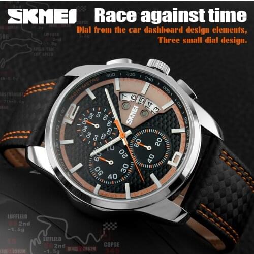 New Top Brand Luxury Quartz Watch Men Outdoor Sports Chrono Leather Band Waterproof Wristwatches Relogio Masculino SKMEI Watches