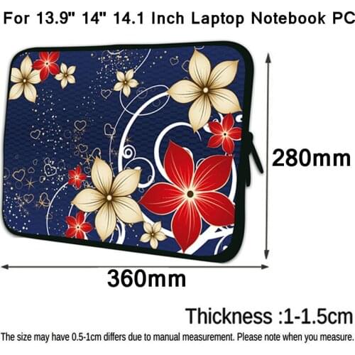 Pretty Flowers Prints Laptop Sleeve 14 Inch Women Girls Portable Carrying Bag Mothers Day Gift 14.1 / 13.9 Notebook Cover Pouch