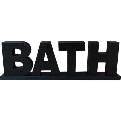 Rustic Vintage Wooden Words Sign Free Standing Bath, Bathroom/Home Wall/Door Decoration Art