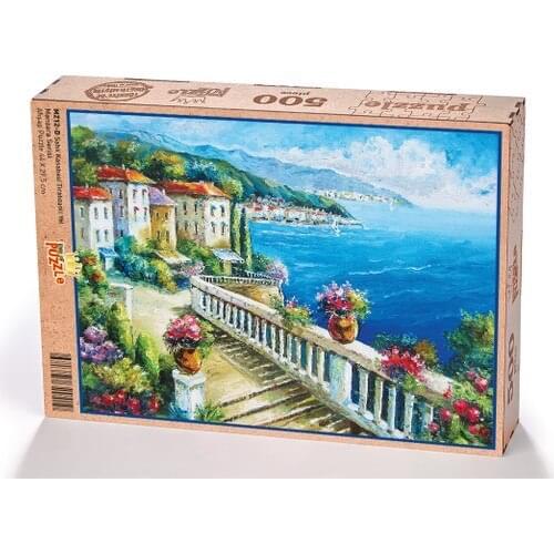 King Of Puzzle Coastal town/Tırabzanlı Road Wooden Puzzle 500 Parts