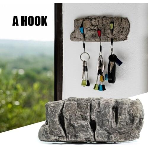 Simulated Stone Key Holder Retro Resin Crafts Punch-Free Wall Mounted Decoration for Home Living Room Bedroom d88