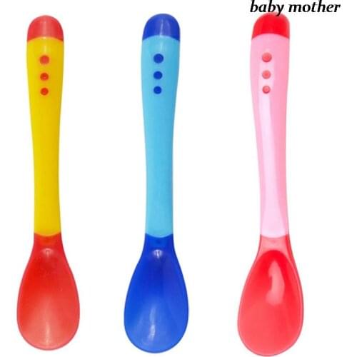 Baby Silicone Temperature Sensing Spoon For Baby Safety Feeding 0~2 Years Old Child Dining Spoon Tableware Tongue Anti Scald