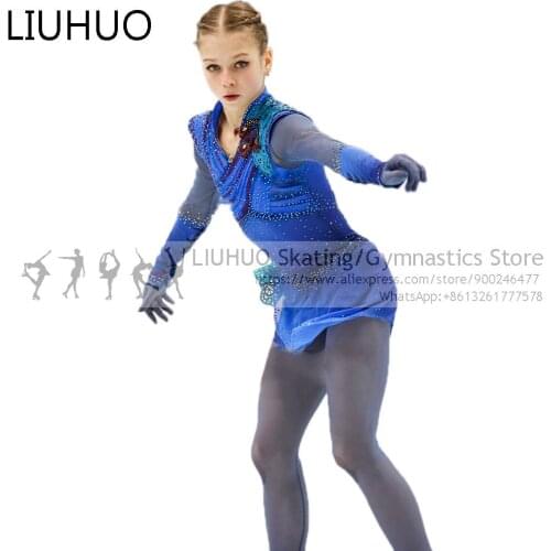 Kids Ice Figure Skating Dress ballet costume Quality Crystals trajes para belly dance children clothing girls from 12 to 16