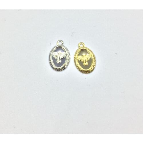 Eruifa 10pcs 12*10mm Oval Eagle Brass necklace,earring bracelet jewelry DIY handmade 2 colors Gold and silver