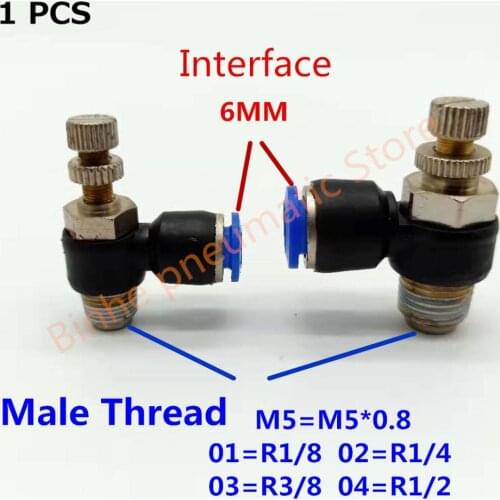 SL6-M5 SL6-01 SL6-02 SL6-03 SL6-04Pneumatic throttle valve L-type fast connecting cylinder speed control valve 6mm trachea