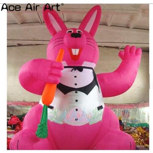 Giant outdoor decoration Inflatable animal cartoon rabbit,inflatable pink rabbit,easter bunny with carrot for advertising