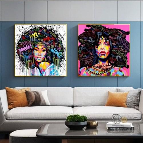 Graffiti Art Abstract Girl Portrait Canvas Painting Modern Art Posters and Prints Cuadros Wall Art Picture For Living Room Decor