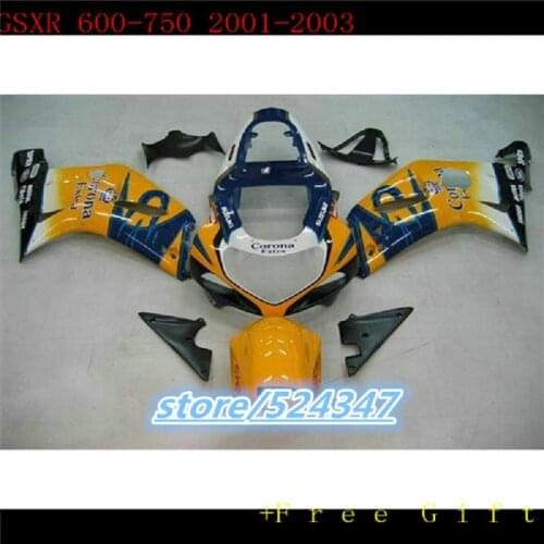 Custom GSX 600 2001 - 2003 orange blue black Fairings GSX600 2003 Motorcycle Fairing for Suzuki GSX600 75 01 03