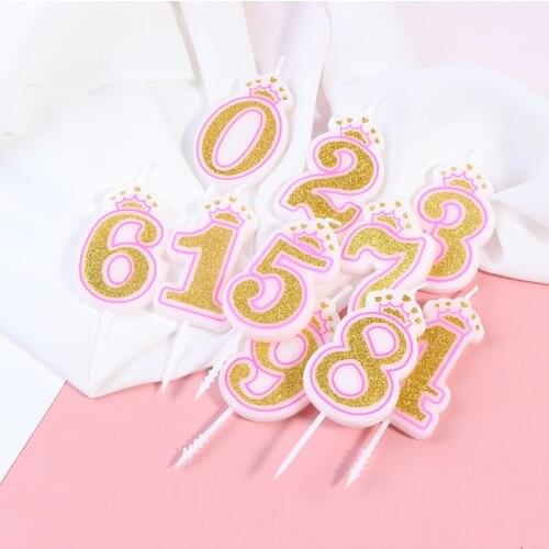 Number Birthday Crown Candles Age 0-9 Child Birthday Party Supplies Candle Decoration Cake Candles