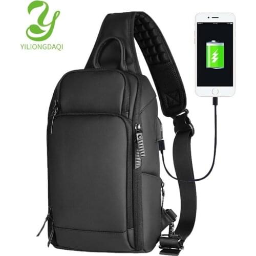YILIONGDAQI Men Chest Bag Casual Sling Shoulder Bag Crossbody Bag USB Charging Bag Waterproof Messenger Bags