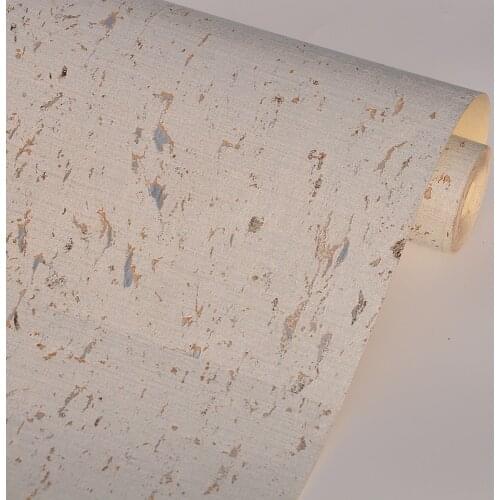 Natural Wood Material Cork Wallcovering Modern White Metallic Txtured Wallpaper Roll Hot Selling Living Room Wallcoating