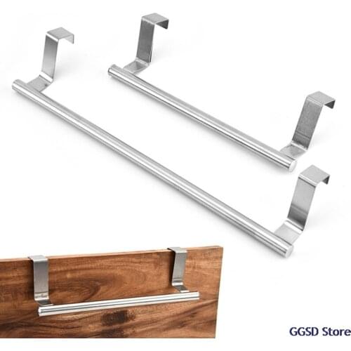 Stainless Steel Towel Rack Bathroom Towel Holder Stand Kitchen Cabinet Door Hanging Organizer Shelf Wall Mounted Rag Towels Rack