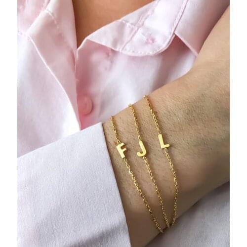 Personalized Letter Bracelets For Women Wedding Jewelry Stainless Steel Custom Alphabet Initial Bracelet Femme Couples Gifts BFF