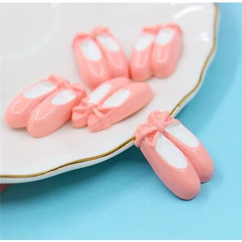 Julie Wang 10PCS Resin Ballet Shoes Charms Pink Artificial Dancing Shoes Pendant Jewelry Making Accessory Decor