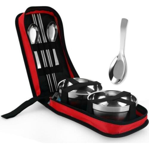 Outdoor Duet Camping Tableware Picnic Cutlery Stainless Chopsticks Bowls Spoon Picnic Tourist Set Travel Dinnerware Hiking Tool