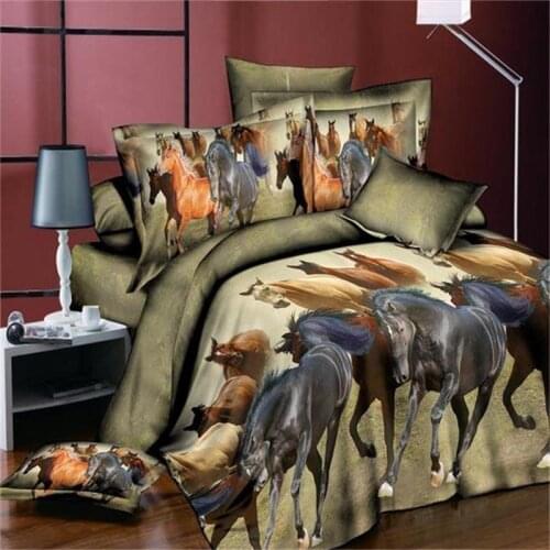 Bed Linen Microfiber Fabric Western 3d Horse Bedding Duvet Cover Set Bedsheet Pillow Cover Comforter Bedding Sets King Bedset S
