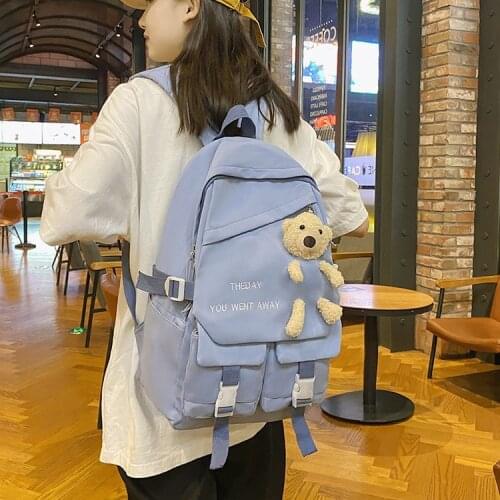Backpack Young Student Designer Style Haze Blue White Black Schoolbags for Middle School Students 2021 New