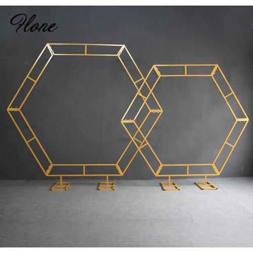 Hexagon Wedding arch backdrop pergola balloon arch metal flower arch home decor party stage flower arch decoration