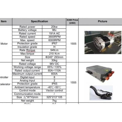 20kw 96v motor kit system