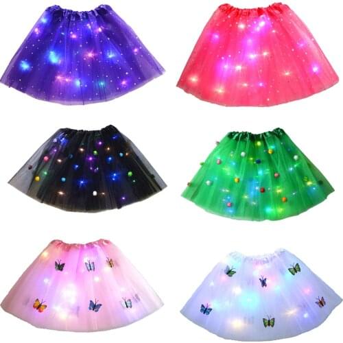 1PC Girl LED Light Up Tutu Glow Skirt Luminous Neon Party Ballet Dance Show Cosplay Costume Birthday Gift Carnival Baby Shower