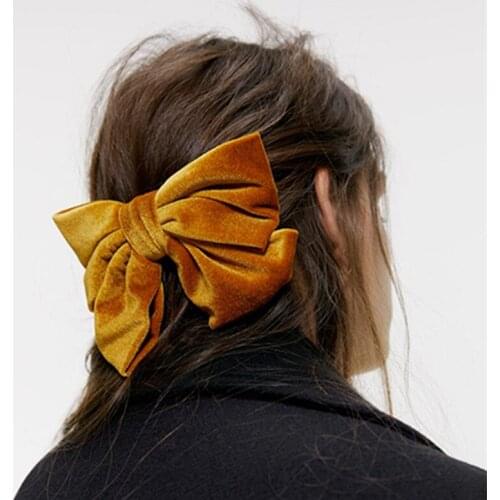 Vintage Bohemian Velvet Big Bow Barrette Double layer Bow Hair pin Hair Accessories Head wear