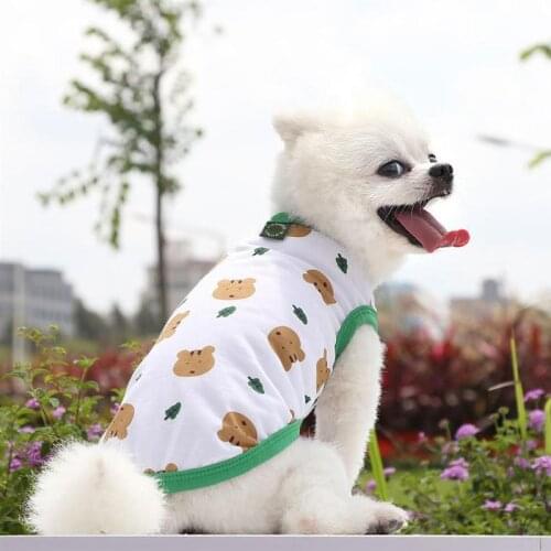Summer Dog Vest Teddy Cartoon Animals Print Cute Dog Clothes Pet T-Shirt Hiromi Schnauzer VIP Small Dog Pet Thin Spring Clothes