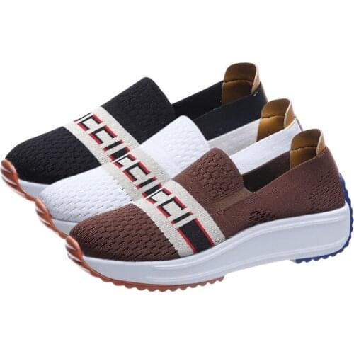 2021 Spring New Women Platform Sneakers Casual Round Toe Lady Travel Shoes Fashion Mid Heel Sports Shoe Woman Mesh Run Sneaker