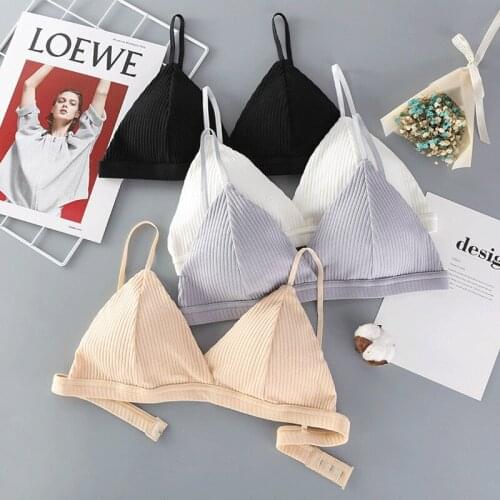 Womens Knit Rib Seamless Sports Bra Solid Color Stretch Crop Top Vest Wireless Triangle Cup Bras Padded Brassiere Underwear