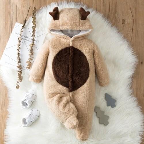 Winter woolly hooded BABY BODYSUIT childrens warm home climbing suit