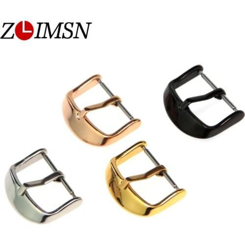 ZLIMSN 100pcs Wholesale Watch Buckle Replacement 16mm 18mm 22mm 20mm Black Silver Gold Rose Gold Stainless Steel Clasp Watchband