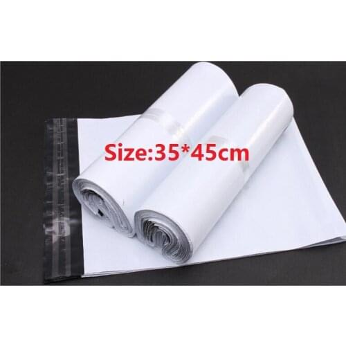 100pcs Wholesale 35x45cm White Self Seal Poly Mailer Postal Envelopes Plastic Mailling Bags PP Mail Bag Free Shipping