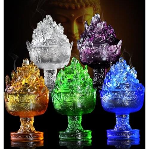 1400Temperature Calcined Ancient Glass Cencer Boshan Mountain Aromatic Table Incense Burner Home Colored Glaze Decor High Grade
