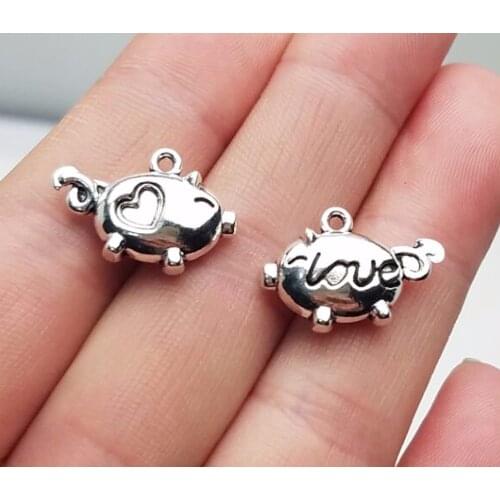 15pcs/lot--20x13mm, pig chams, Antique silver plated love pig charms,DIY supplies, Jewelry accessories