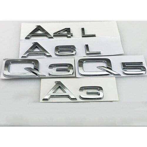 1x 3D Plastic A3 A4L A5 A6L A7 A8 Q3 Q5 Q7 1.8T 2.0T 2.4 3.0T for Audi All Trunk Discharging Capacity Emblem Car Styling Sticker