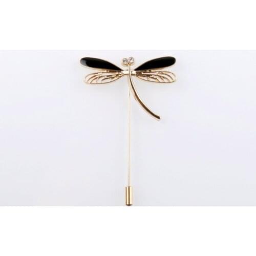 2018 Broches Jewelry Fashion Enamel Pin Crystal Dragonfly Brooch Lapel Pin Men Brooch Long Vintage Insect Brooches For Women