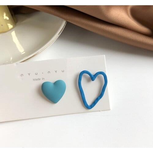 2021 Cute Blue trendy fashion AB style womens earrings wedding party heart Stud earrings beautiful girls youth jewelry gifts