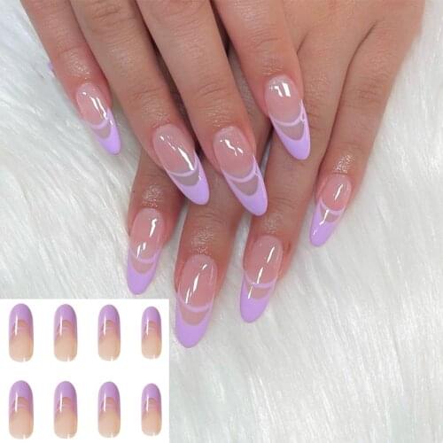 24Pcs Fake Nails With Designs Coffin Artificial Nails Tips Press On Nail False Nails Set Overhead With Glue For Nails Art Tools