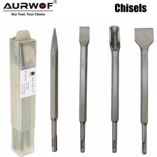 4pcs 250mm SDS PLUS Chisels Set Point Groove Gouge Flat Chisel Electric Hammer Drill Bit Break Concrete Brick Wall Drilling