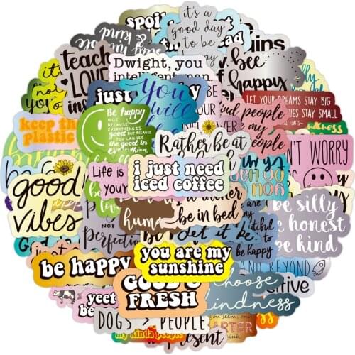 50/100Pcs Inspirational Life Quotes Stickers Motivational Phrases Sticker DIY Stationery Laptop Phone Study Room Graffiti Decals