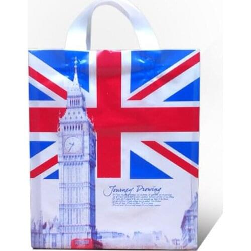 50Pcs/Lot Party Favor Plastic Wedding Handle Bags Clothing Plastic Carry Pouches Lovely Gift Shopping Bag Plastic Candy Cookies