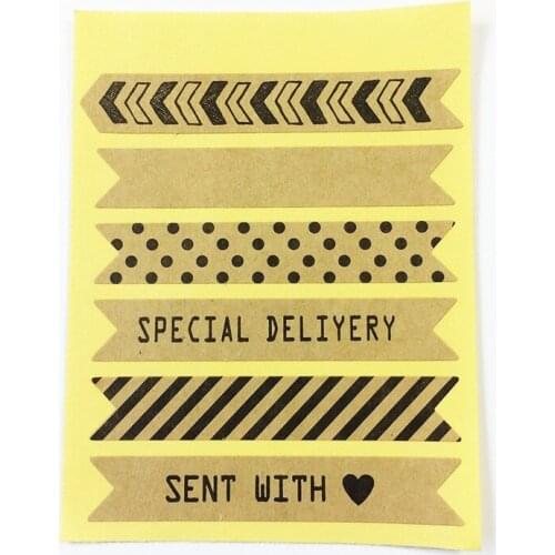 600 Pcs/lot Vintage Stripe Design Kraft Paper Sticker For Handmade Products Sent With Heart DIY Gift Seal Sticker Blank Labels
