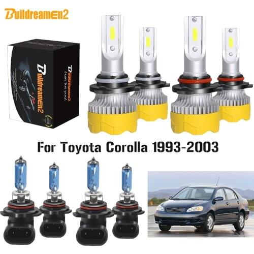 Buildreamen2 4 Pieces Car Styling Headlight High Beam + Low Beam LED Halogen Headlamp Bulb 12V For Toyota Corolla 1993-2003