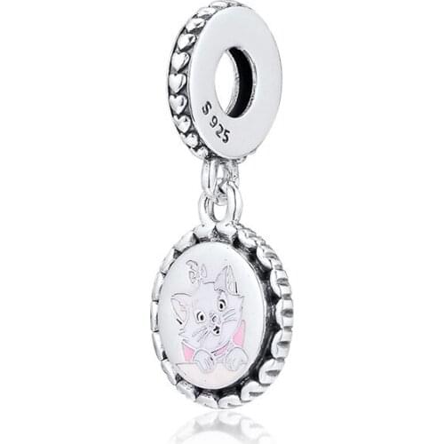 Beads 925 Sterling Silver Cat Lady Dangle Charm Fit Charms Bracelets DIY Jewelry for Women Gift 021012