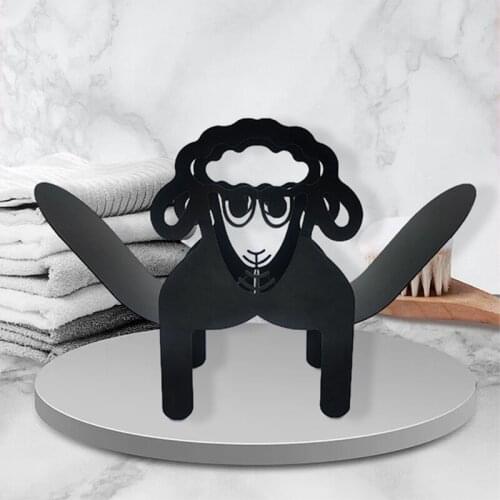 Sheep Decorative Toilet Paper Holder Free-Standing Bathroom Tissue Storage Black Wall Mounted Roll Tissue Storage Shelf