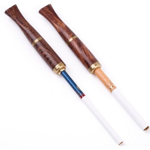 Cigarette Filter Holder Wood Portable Reusable Clean Tar Smoke Filter Holder for Regular and Slim Size Cigarettes